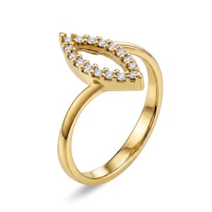 EC1914 Ring i gull med diamater 0,16ct TWSI, gult gull