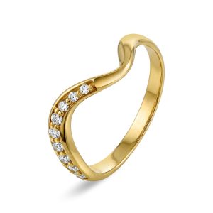 EC1914 Ring i gull med diamater 0,15 ct WSI, gult gull