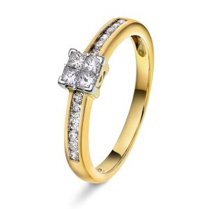 EC1914 Ring i gull med diamant 0,33 ct WSI, gult gull