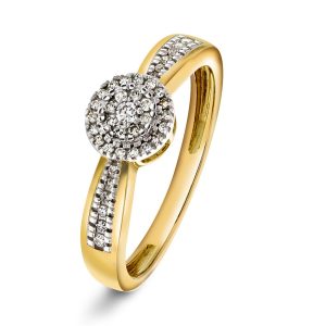 EC1914 Ring i gull med diamant 0.15 ct WSI, gult gull