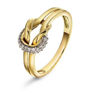 EC1914 Ring i gull med diamant 0,15 ct WSI, tofarget gull
