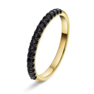 EC1914 Ring i gull med sort diamant 0,27 ct, gult gull