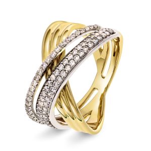 EC1914 Ring i gull med diamanter 0.50 ct WSI, tofarget gull