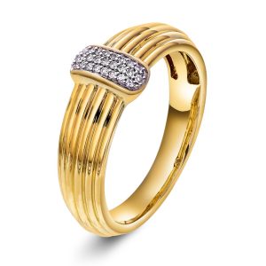 EC1914 Ring i gull med diamant 0,05 ct WSI, gult gull