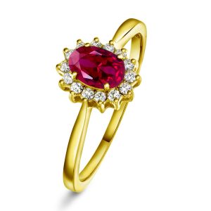 EC1914 Ring i gull med diamant 0,14 ct WSI, gult gull