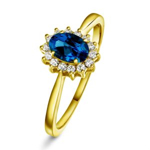EC1914 Ring i gull med diamant 0,14 ct WSI, gult gull