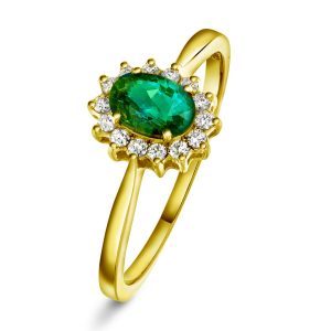 EC1914 Ring i gull med diamant 0,14 ct WSI, gult gull