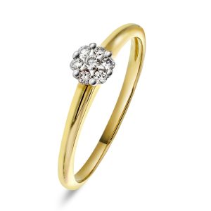 EC1914 Ring i gull med diamant 0,12 ct WSI, tofarget gull