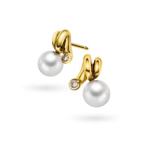 EC1914 Øredobber i gull med diamant 0,04 ct WSI, gult gull