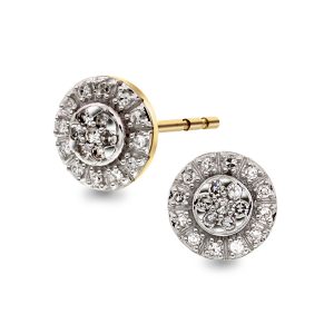 EC1914 Øredobber i gull med diamant 0.12 ct WSI, gult gull