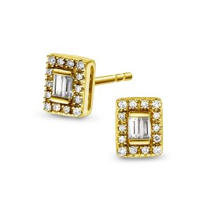EC1914 Øredobber i gull med diamant 0,15 ct WSI, gult gull
