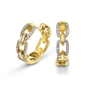 EC1914 Øreringer i gull med diamant 0,20 ct WSI, gult gull