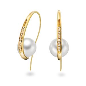 EC1914 Øredobber i gull med diamant 0,09 ct WSI, gult gull