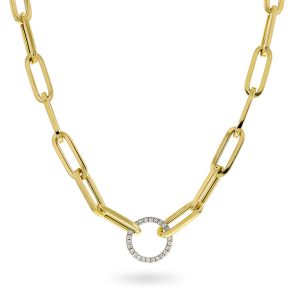 EC1914 Gullkjedet med diamanter 0,20 ct WSI, gult gull