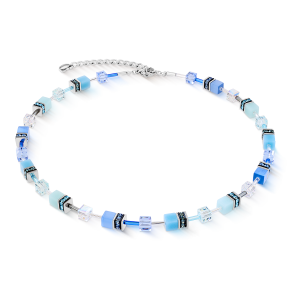 Coeur de Lion GeoCUBE® Iconic halskjede akva-blå