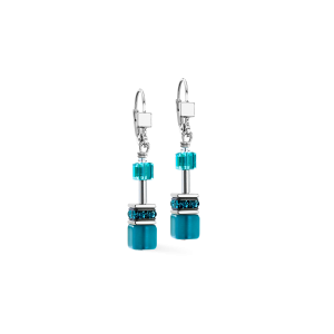 Coeur de Lion GeoCUBE® Iconic øredobber Teal sølv