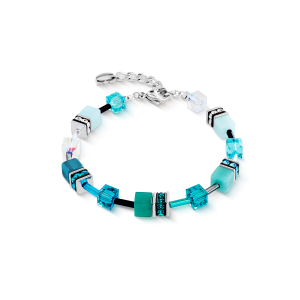 Coeur de Lion GeoCUBE® Iconic armbånd Teal sølv