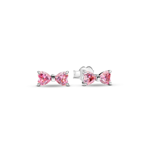Sølv sløyfe ørepynt rosa cz