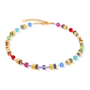 Coeur de Lion GeoCUBE® Iconic Metallic halskjede Rainbow gull