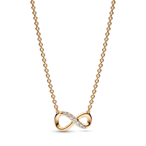 Forgylt kjede med evighetsymbol m/ cubic zirkonia