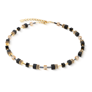 Coeur de Lion GeoCUBE® halskjede Onyx sort-gull