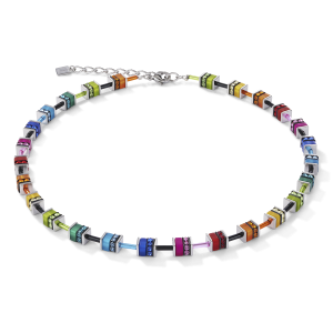 Coeur de Lion GeoCUBE® halskjede klassisk polaris & strass flerfarget