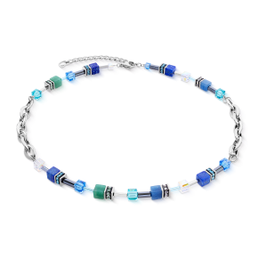 Coeur de Lion GeoCUBE® Chunky Chain halskjede sølv-blå