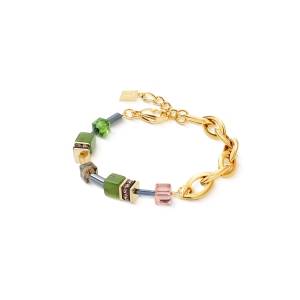 Coeur de Lion GeoCUBE® Chunky Chain armbånd gull-grønn