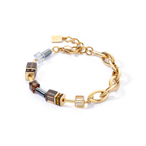 Coeur de Lion GeoCUBE® Chunky Chain armbånd gull-brun