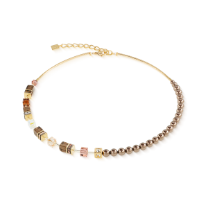 Coeur de Lion GeoCUBE® Precious Fusion Pearls halskjede Mocha Mousse