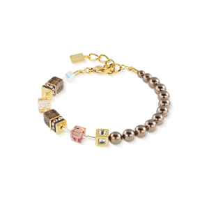 Coeur de Lion GeoCUBE® Precious Fusion Pearls armbånd Mocha Mousse