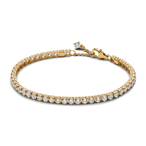 Forgylt tennisarmbånd m/ hvit cubic zirkonia