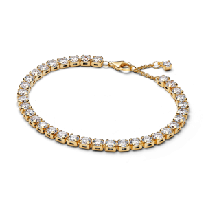 Forgylt kraftig tennisarmbånd m/ hvit cubic zirkonia