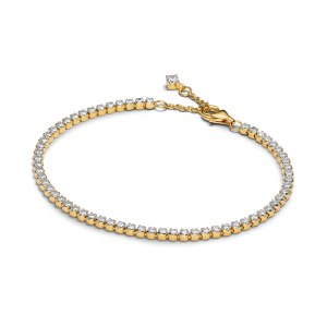Forgylt tennis armbånd m/ hvit cubic zirkonia