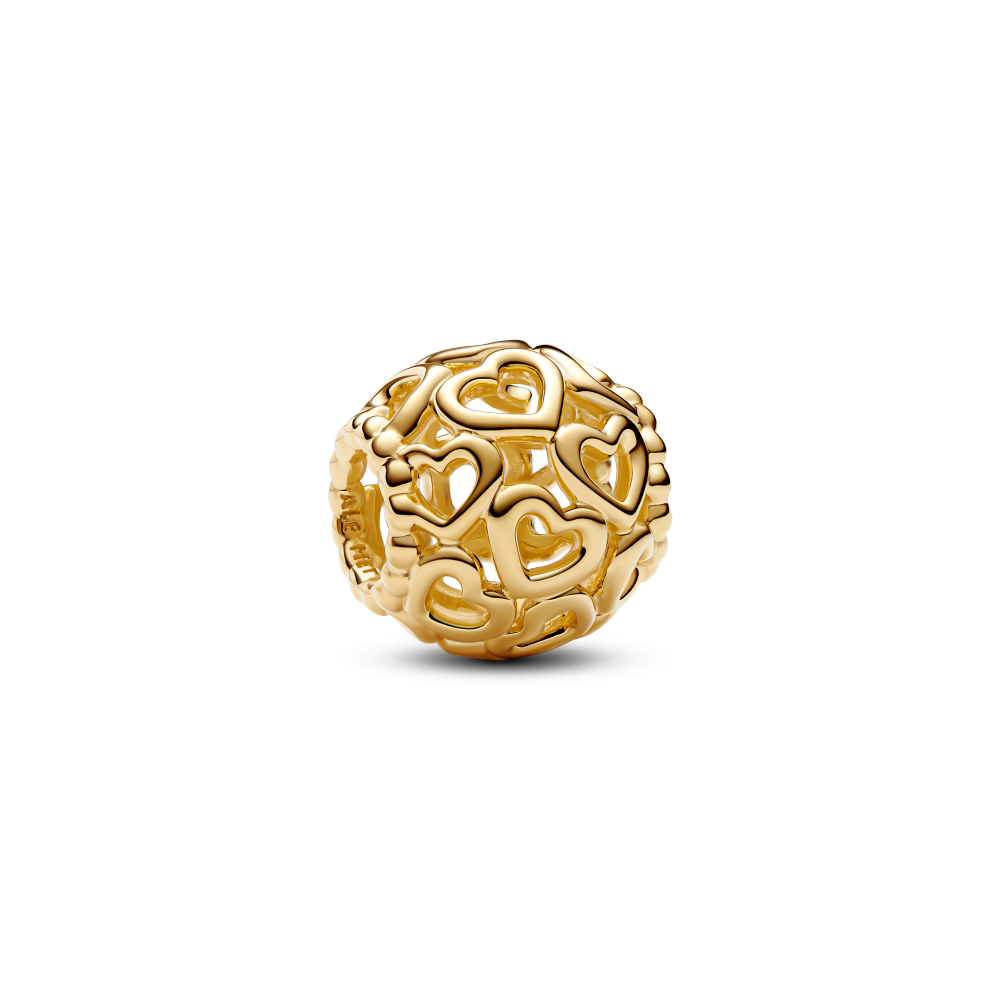 Forgylt Openwork Hjerte Charm