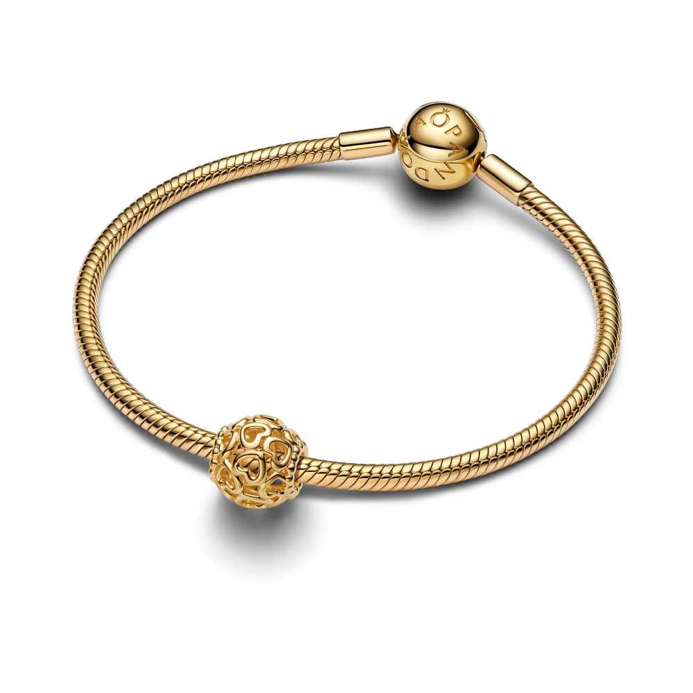 Forgylt Openwork Hjerte Charm - Bilde 2