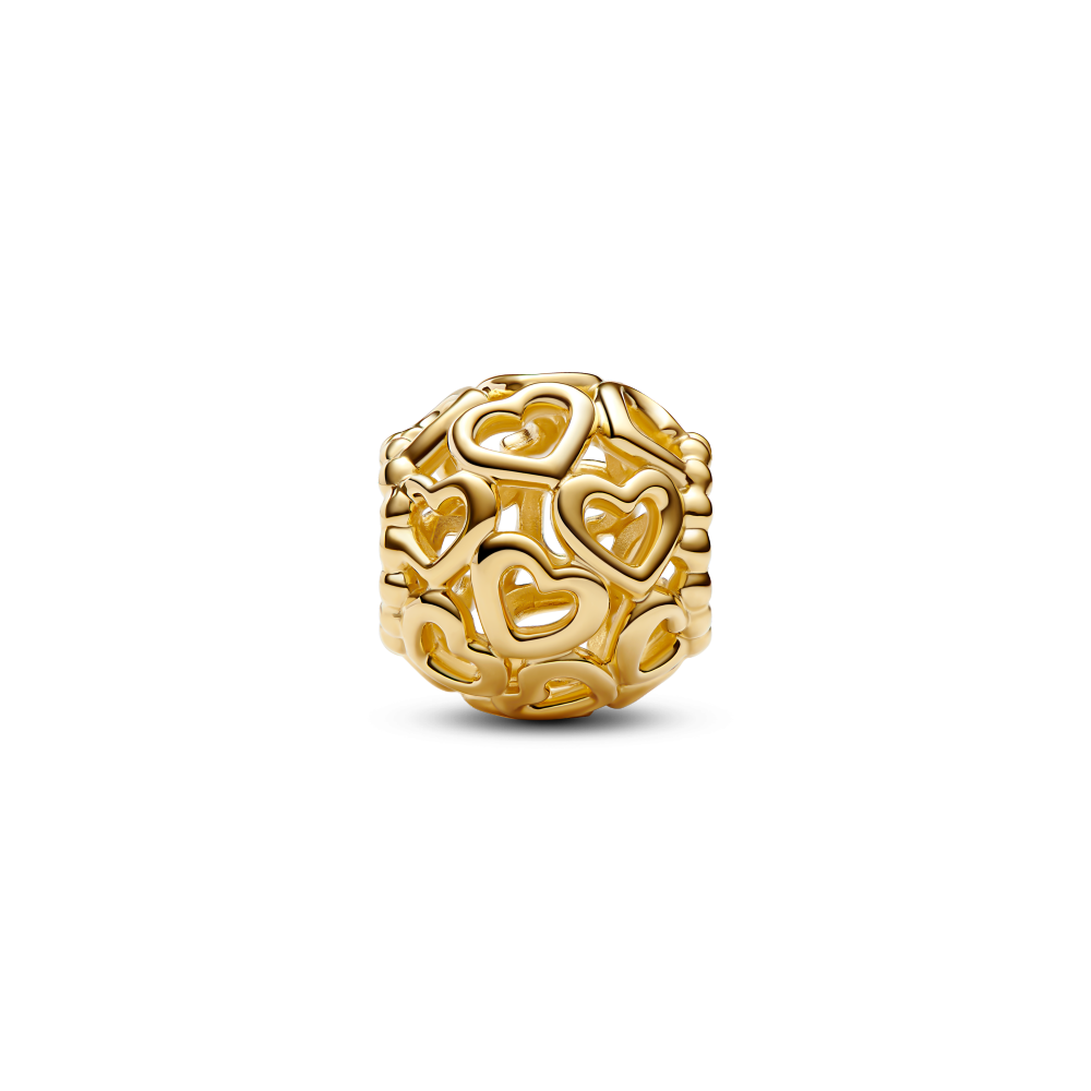 Forgylt Openwork Hjerte Charm - Bilde 3