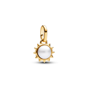 Forgylt Pandora ME Behandlet Ferskvannskulturperle Sol charm