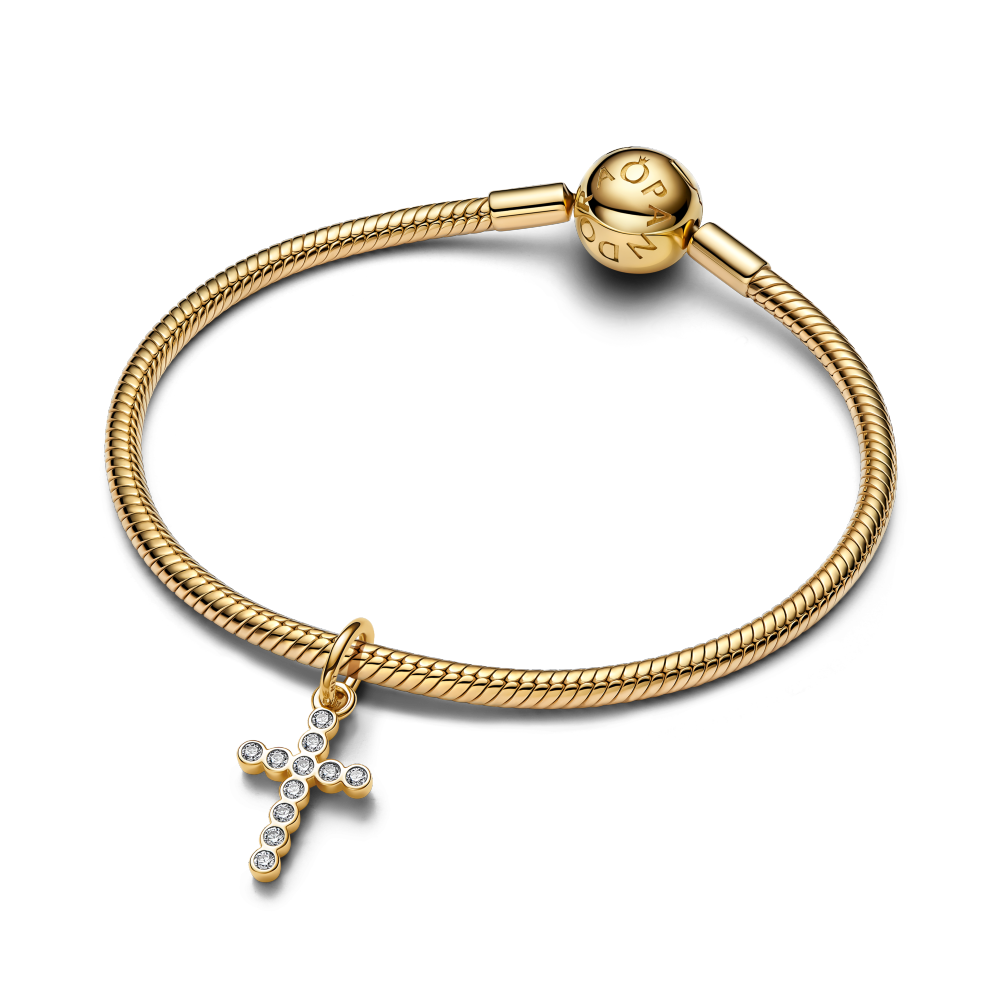 Forgylt Kors Hengende Charm - Bilde 3