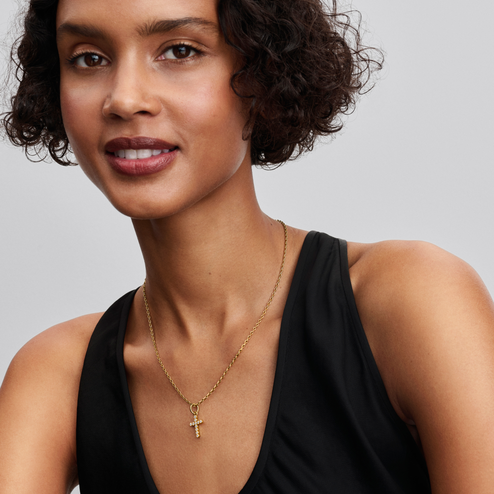 Forgylt Kors Hengende Charm - Bilde 4