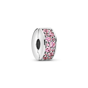 Sølv Klemmecharm Rosa Pavé