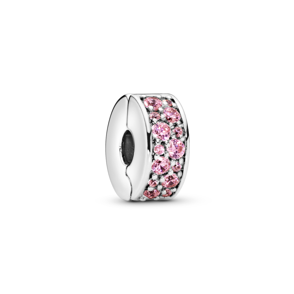 Sølv Klemmecharm Rosa Pavé
