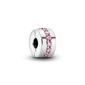 Sølv Klemmecharm Funklende rosa rad