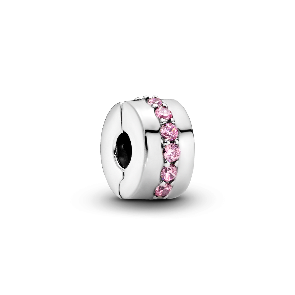 Sølv Klemmecharm Funklende rosa rad