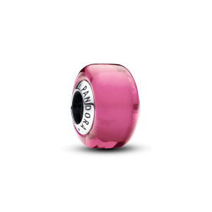 Sølv Rosa Mini Muranoglass Charm