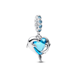 Pandora Delfiner Hengende Charm i Blått Muranoglass