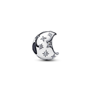 Halvmåne sølv charm m/ cubic zirkonia