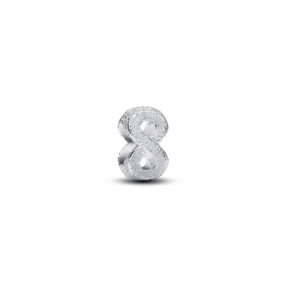 Sølv Strukturert Evighetsymbol Mini Charm