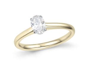 Gult gull entens ring ovalslipt diamant 0,55ct