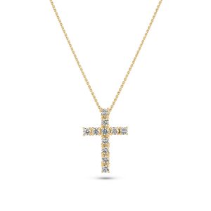 Sif Jakobs Jewellery Necklace Alba Croce - 14k yellow gold or white gold 0.64 ct TW G-H VS lab-grown diamonds